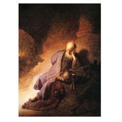 Репродукция на картината на Рембранд Еремия оплаква разрушаването на Йерусалим